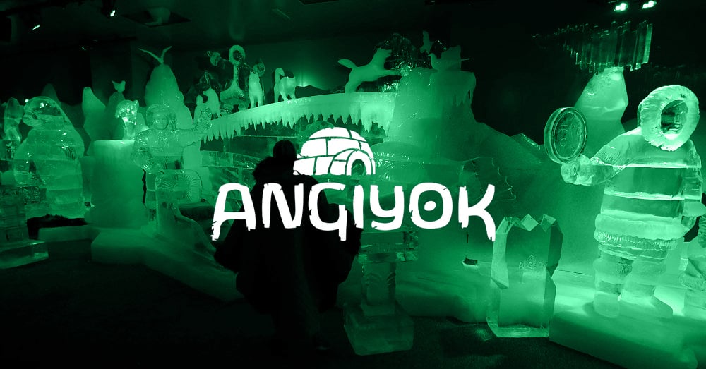 شريط Angiyok مع تراكب أخضر وشعار