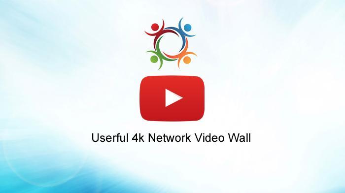شعار المستخدم وزر التشغيل ، مع نص في الأسفل باللون الأسود ، جدار فيديو شبكة 4k المستخدم
